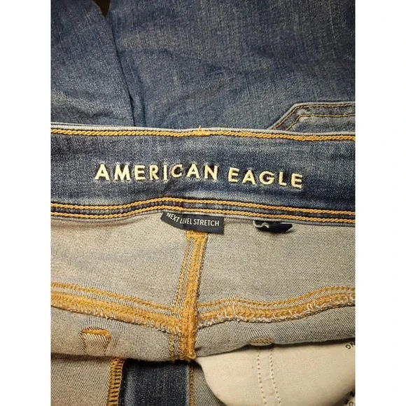American Eagle Kick Boot Jeans Women 8 Short 30x30 Blue Denim Next Level Stretch - Picture 2 of 10